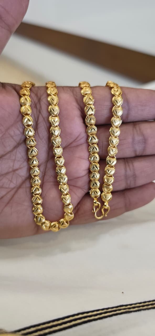 Gold Covered Chain On original 916 Gold. Heart Doaha Chain 24″